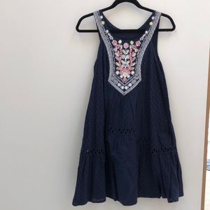 Navy embroidered dress